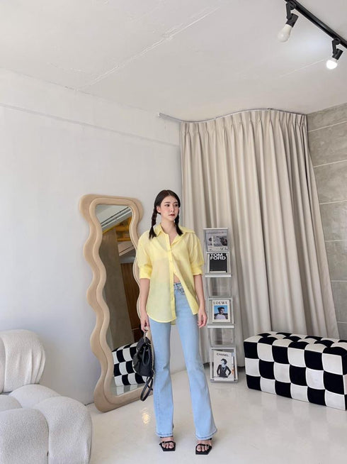 WANWAN See Through Long Sleeves Shirts